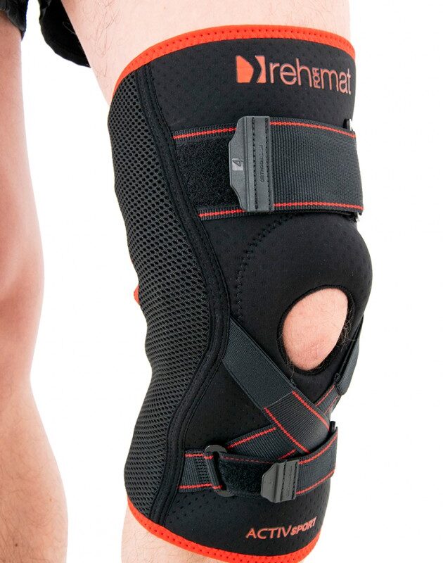 Opornica za koleno za stabilizacijo pogačice s trakovi za levo in desno stran