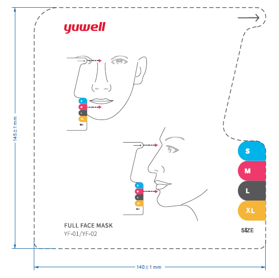 Maska dihalna nočna, usta in nos YF-01 YUWELL - slika 3